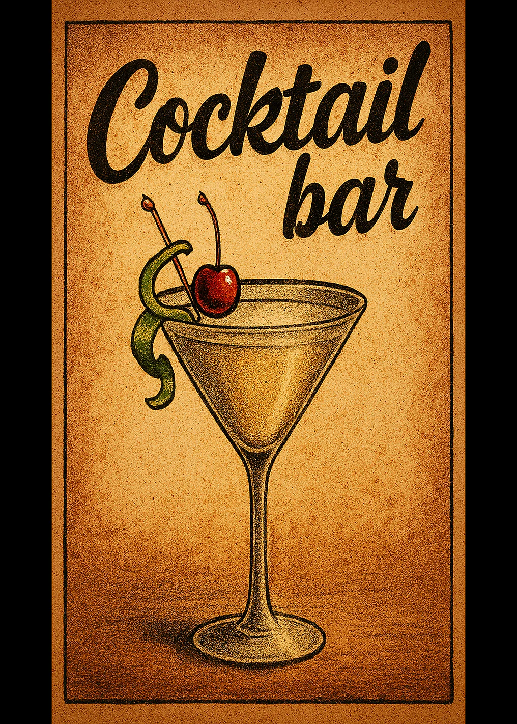 Cocktail Bar Vintage Poster