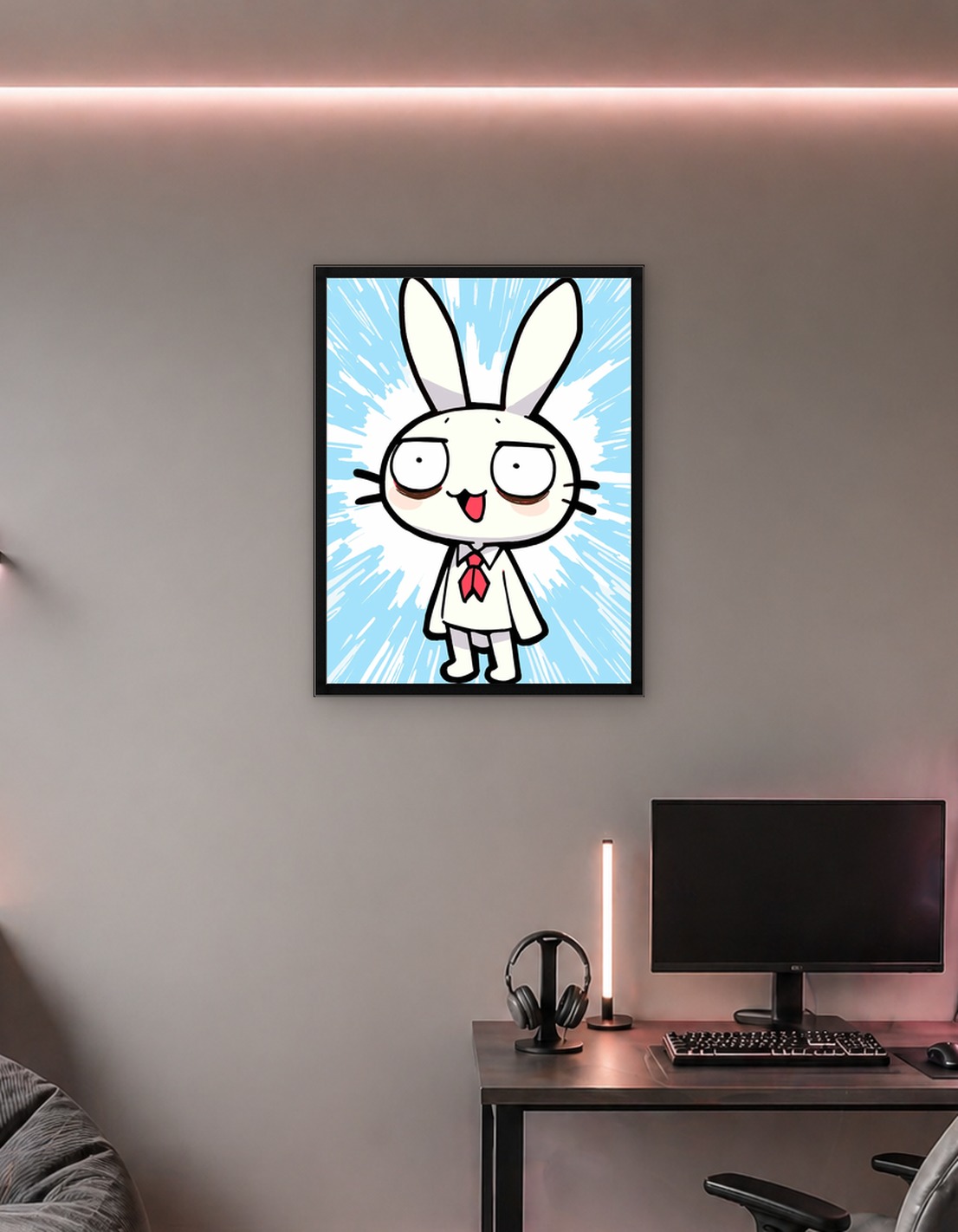 Excited Bunny in White Shirt
