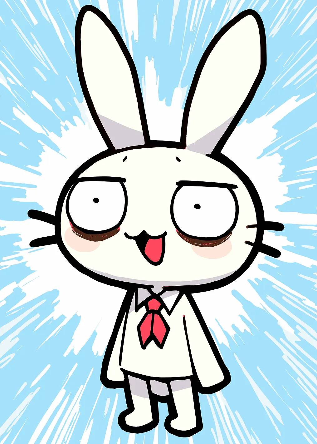 Excited Bunny in White Shirt