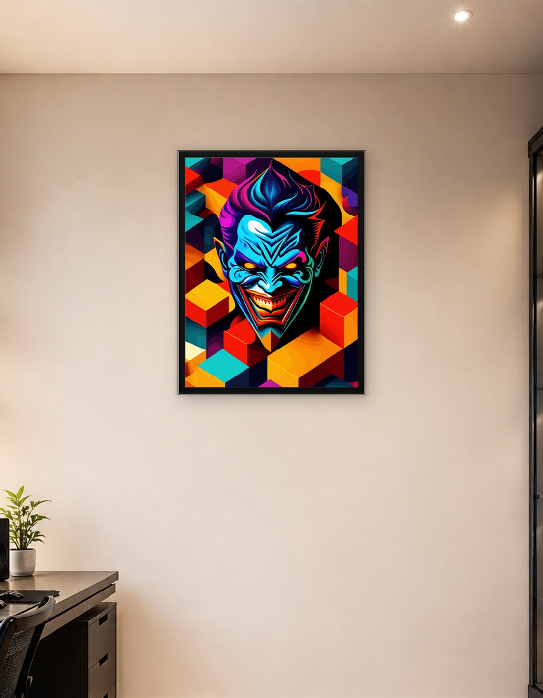 Blue Monster Geometric Art