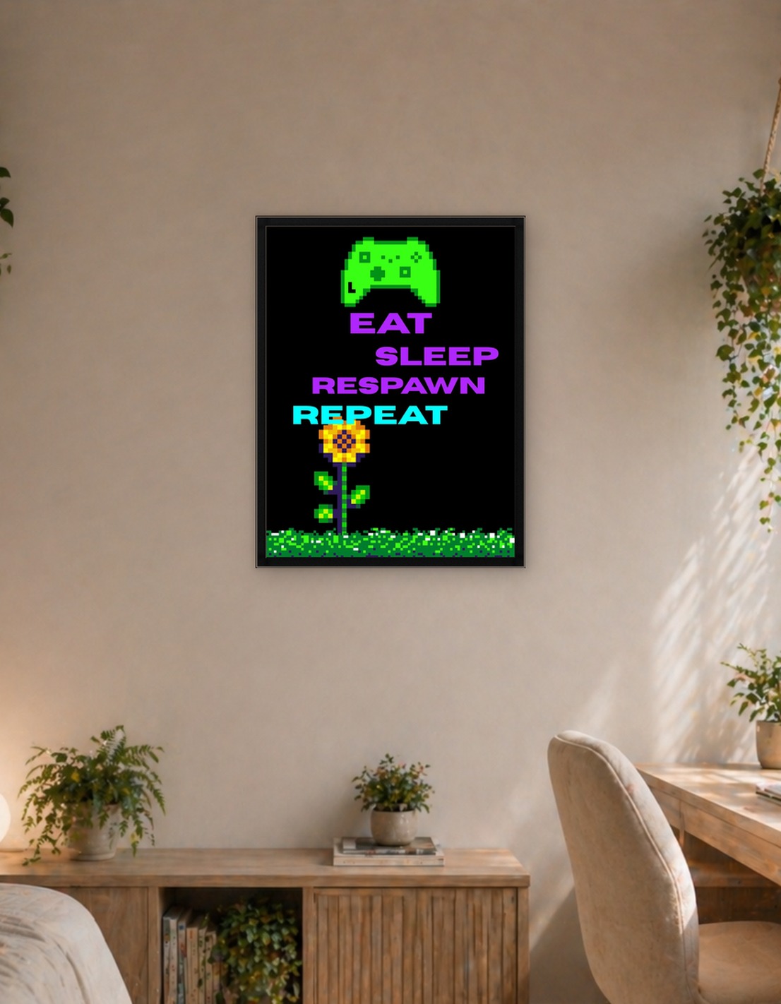 Eat Sleep Respawn Repeat Pixel Art