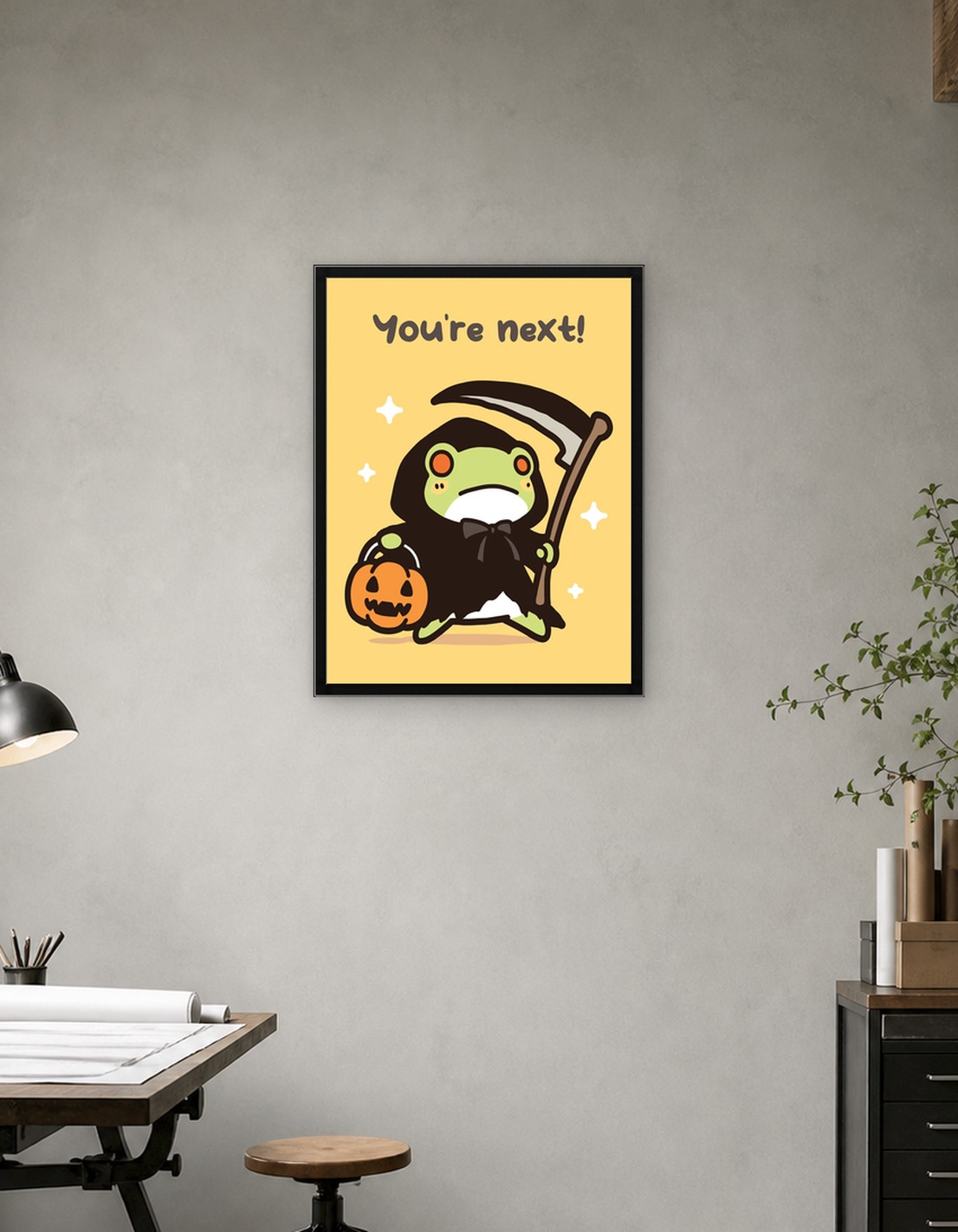 Frog Grim Reaper Halloween Illustration