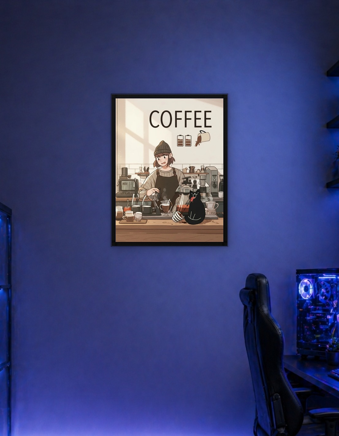 Coffee Shop Illustration with Barista