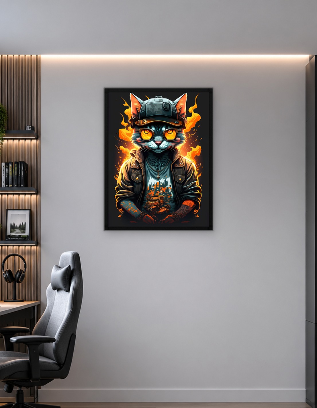 Cyberpunk Fire Cat