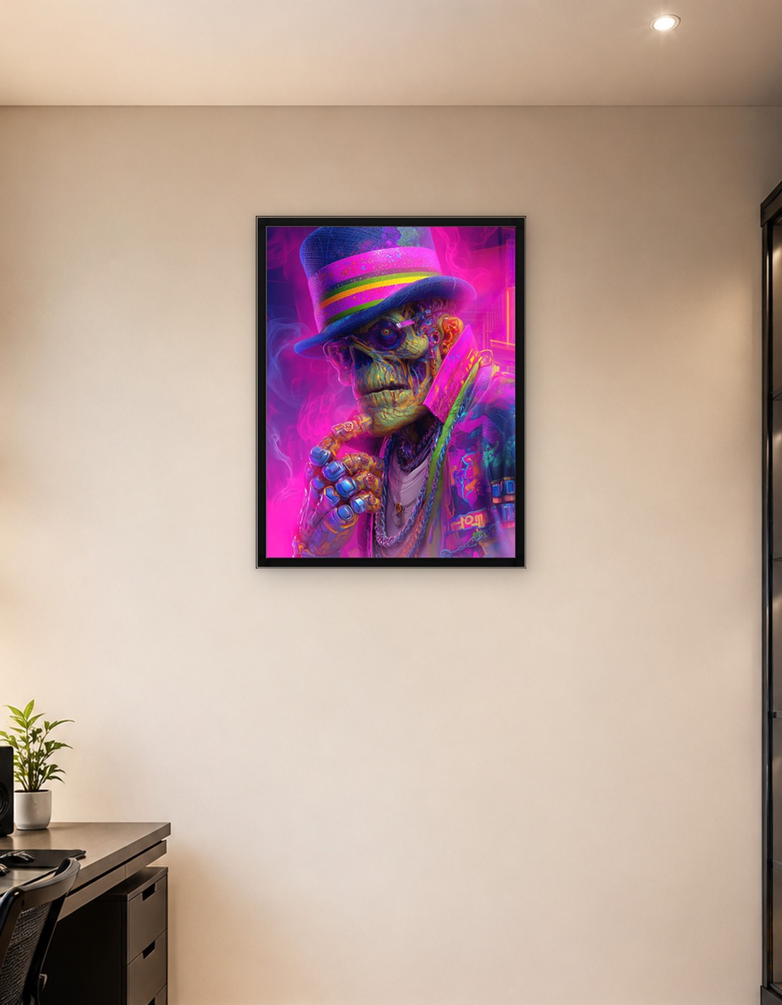 Cyberpunk Skeleton with Hat and Jewelry