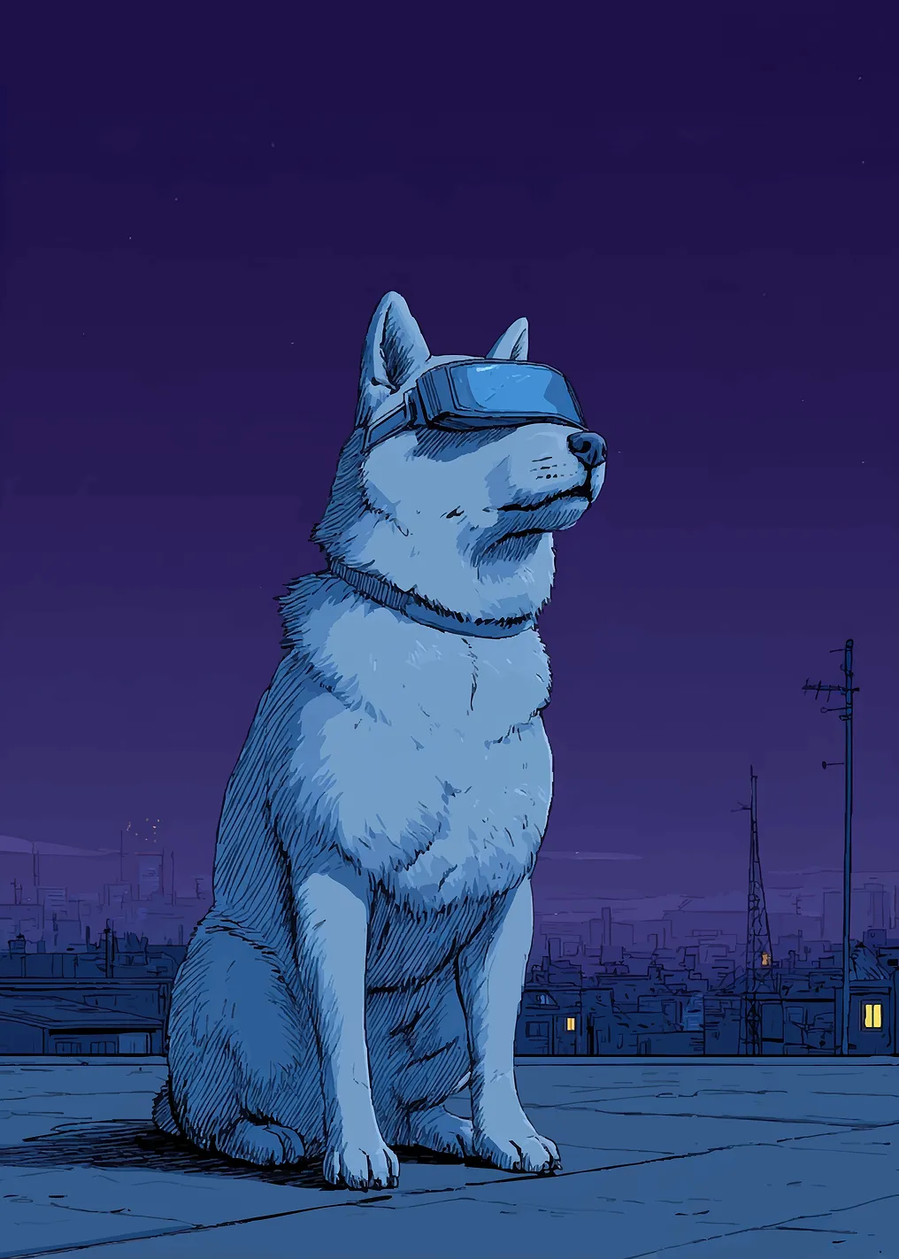 Cyberpunk Dog with VR Headset
