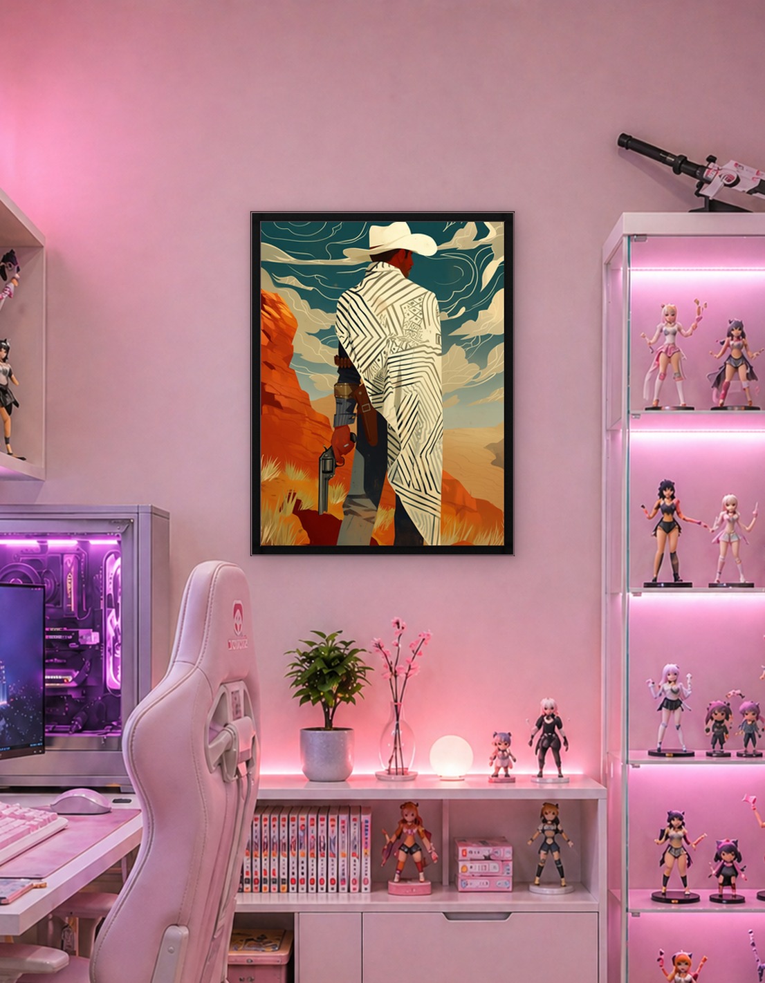 Cowboy with Gun in Desert Landscape