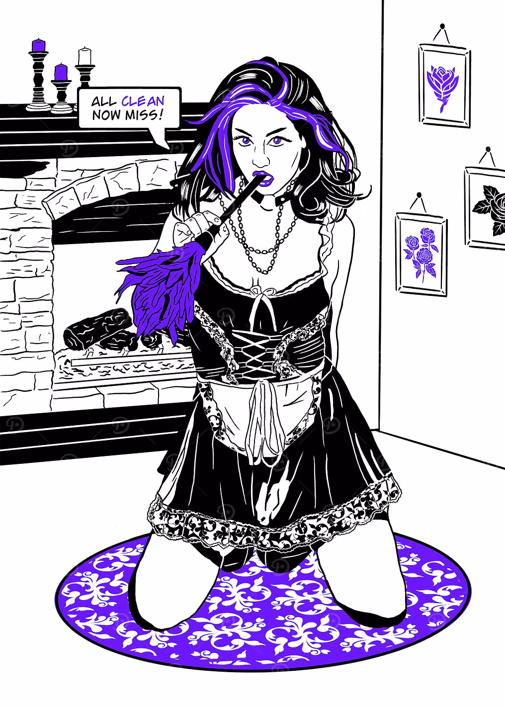 Comic girl sexy maid