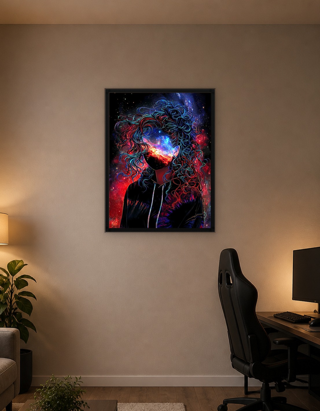 Cosmic Portrait with Galaxy Face