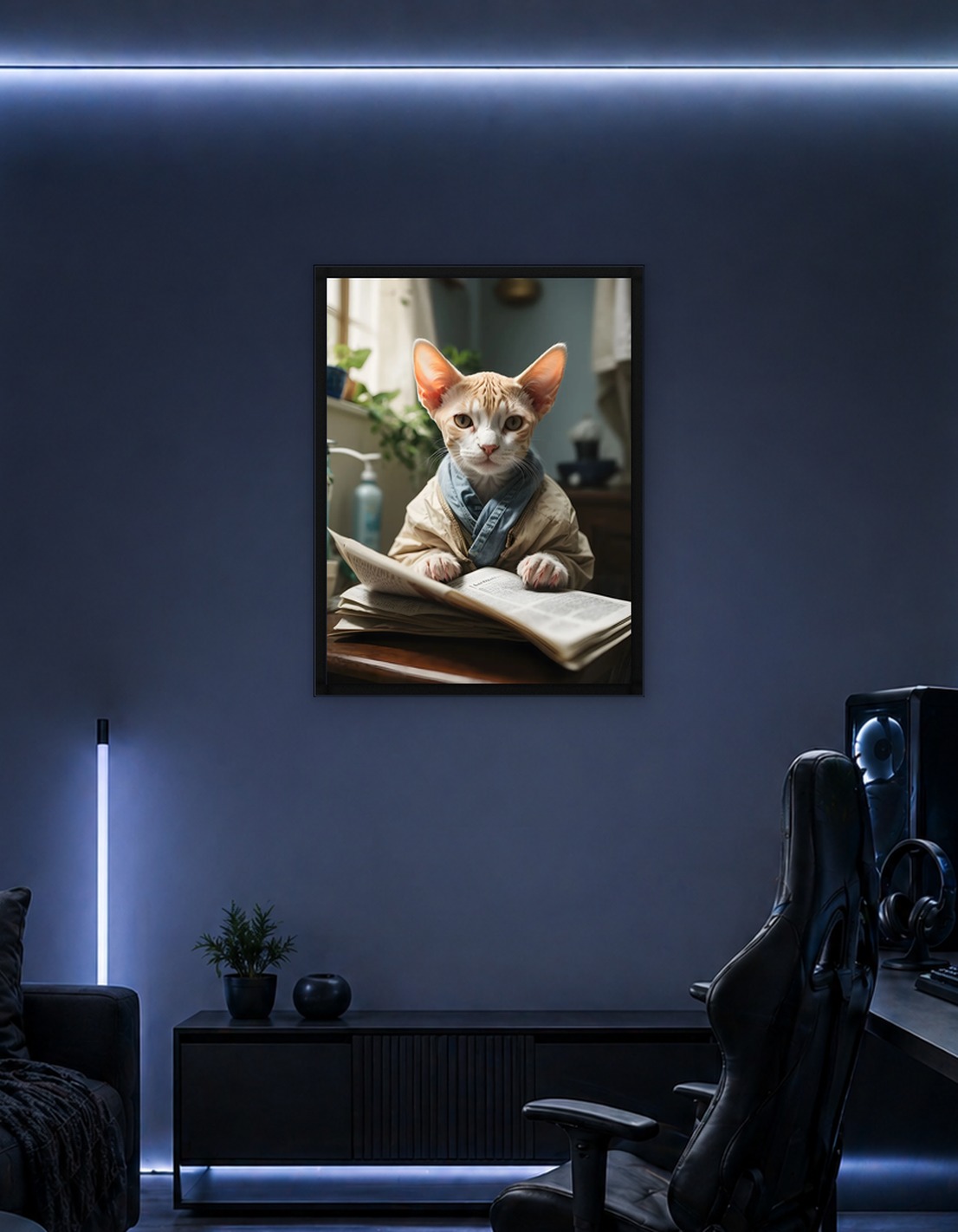 Кот читает новости