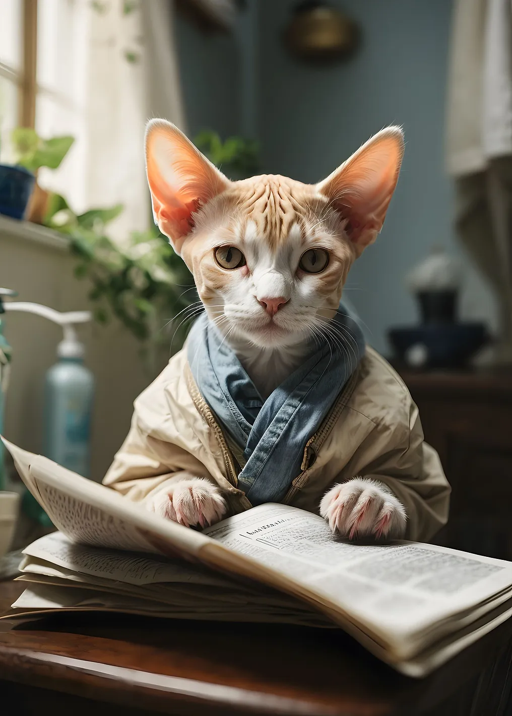 Кот читает новости