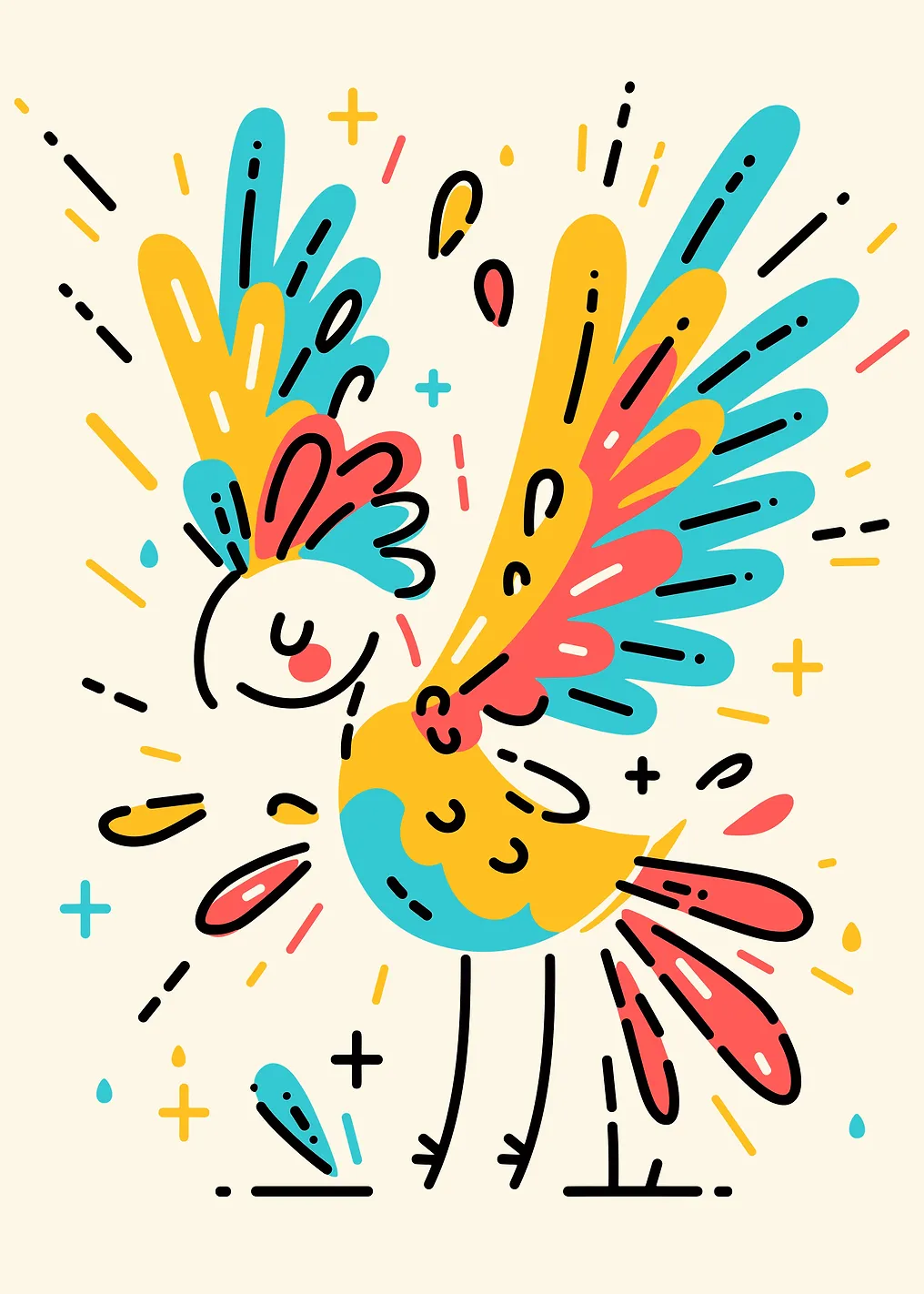 Colorful Cartoon Bird Illustration