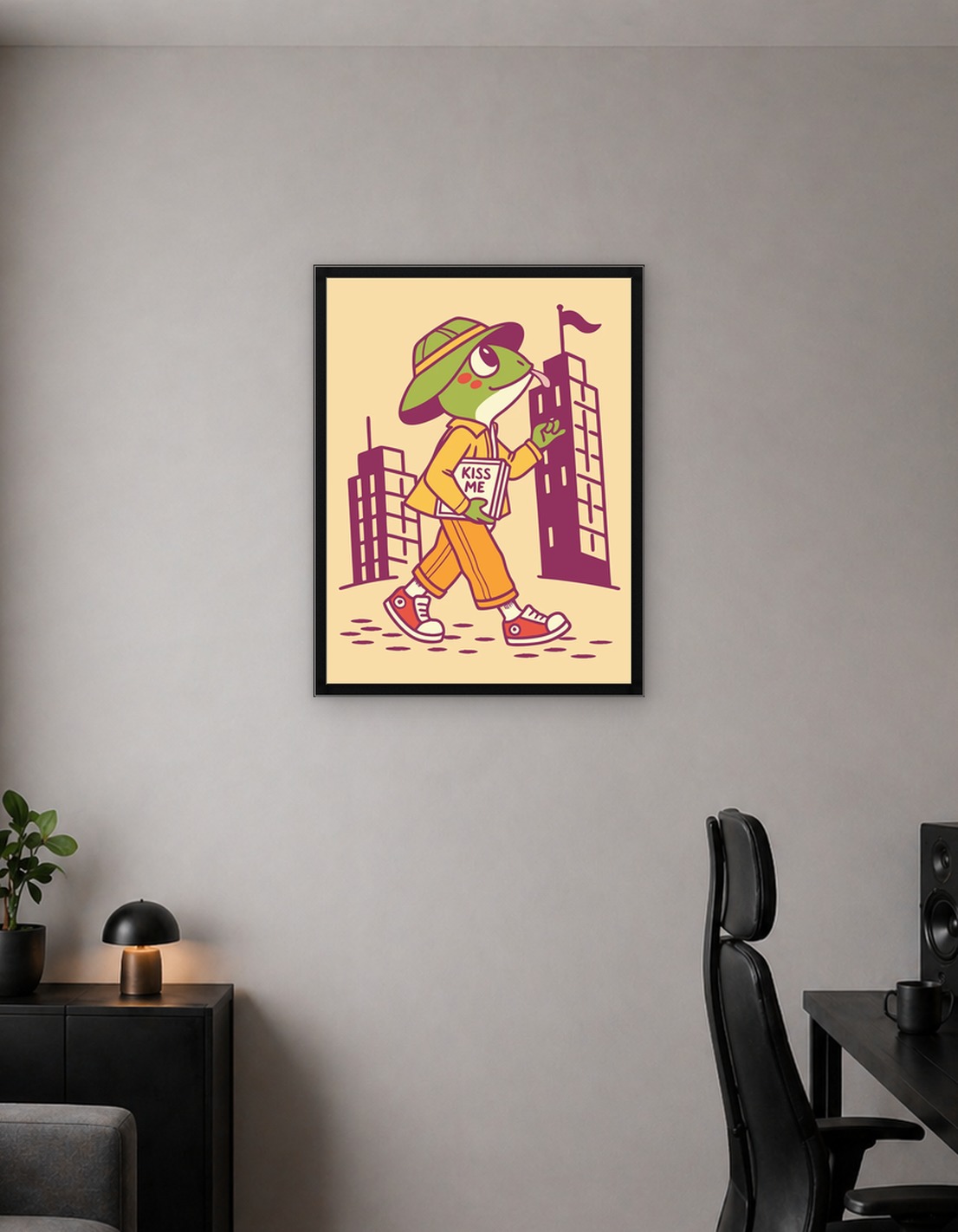 Frog in City with Book
