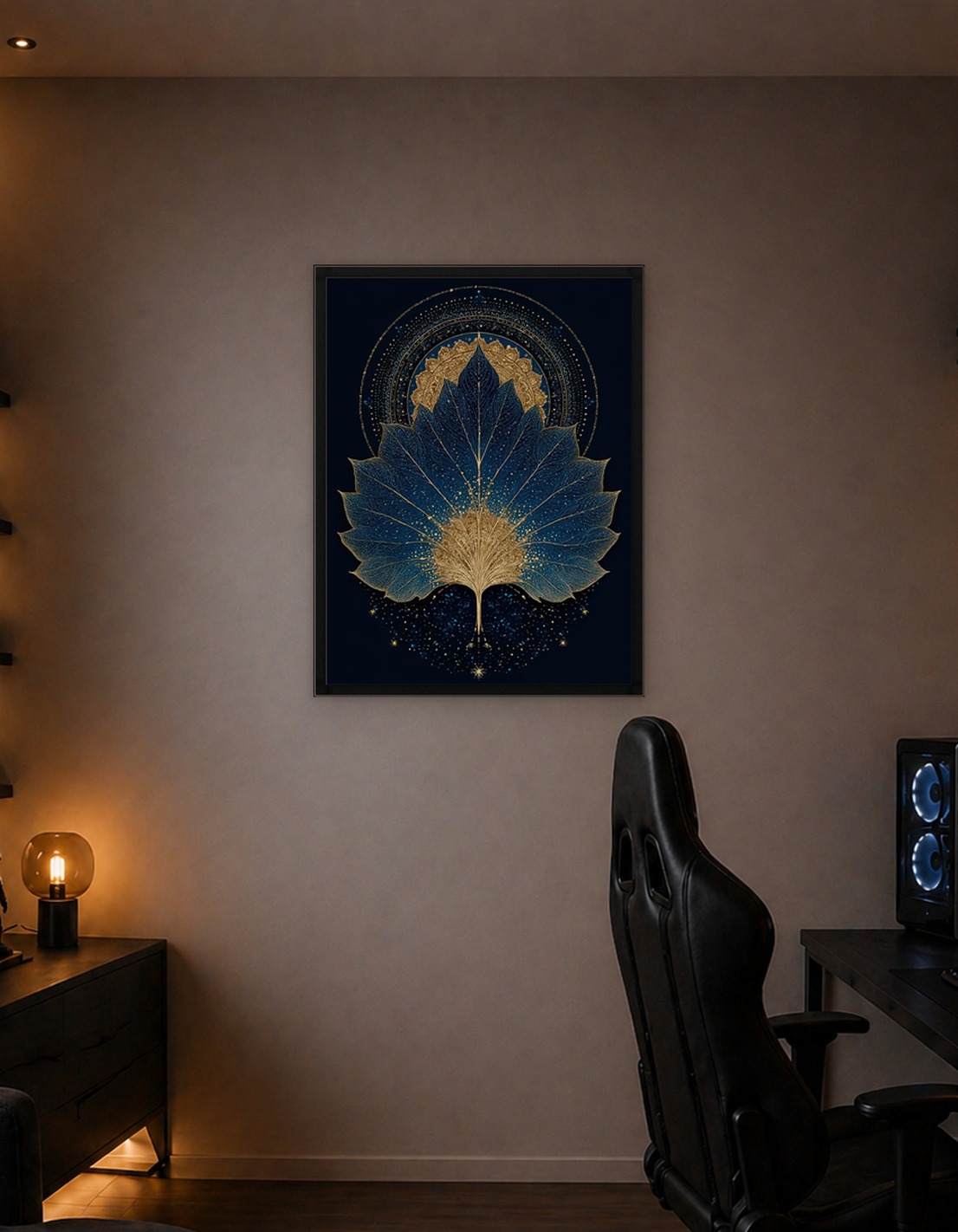 Blue and Gold Leaf Mandala