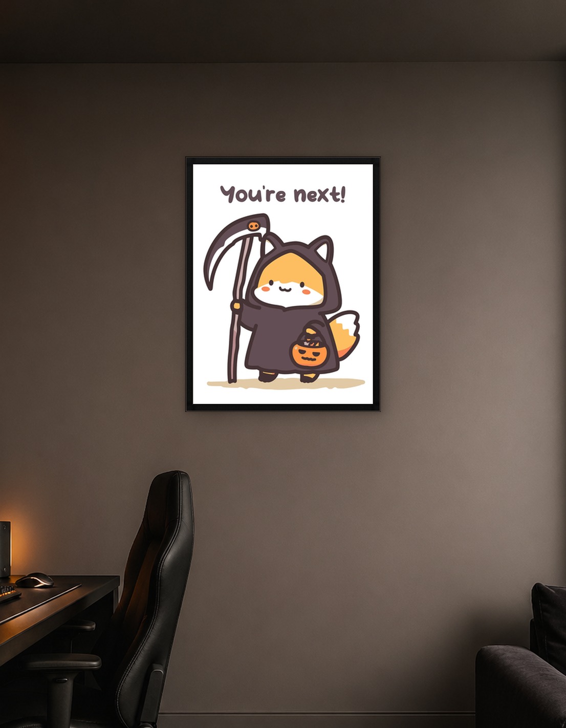 Cute Fox Grim Reaper Halloween