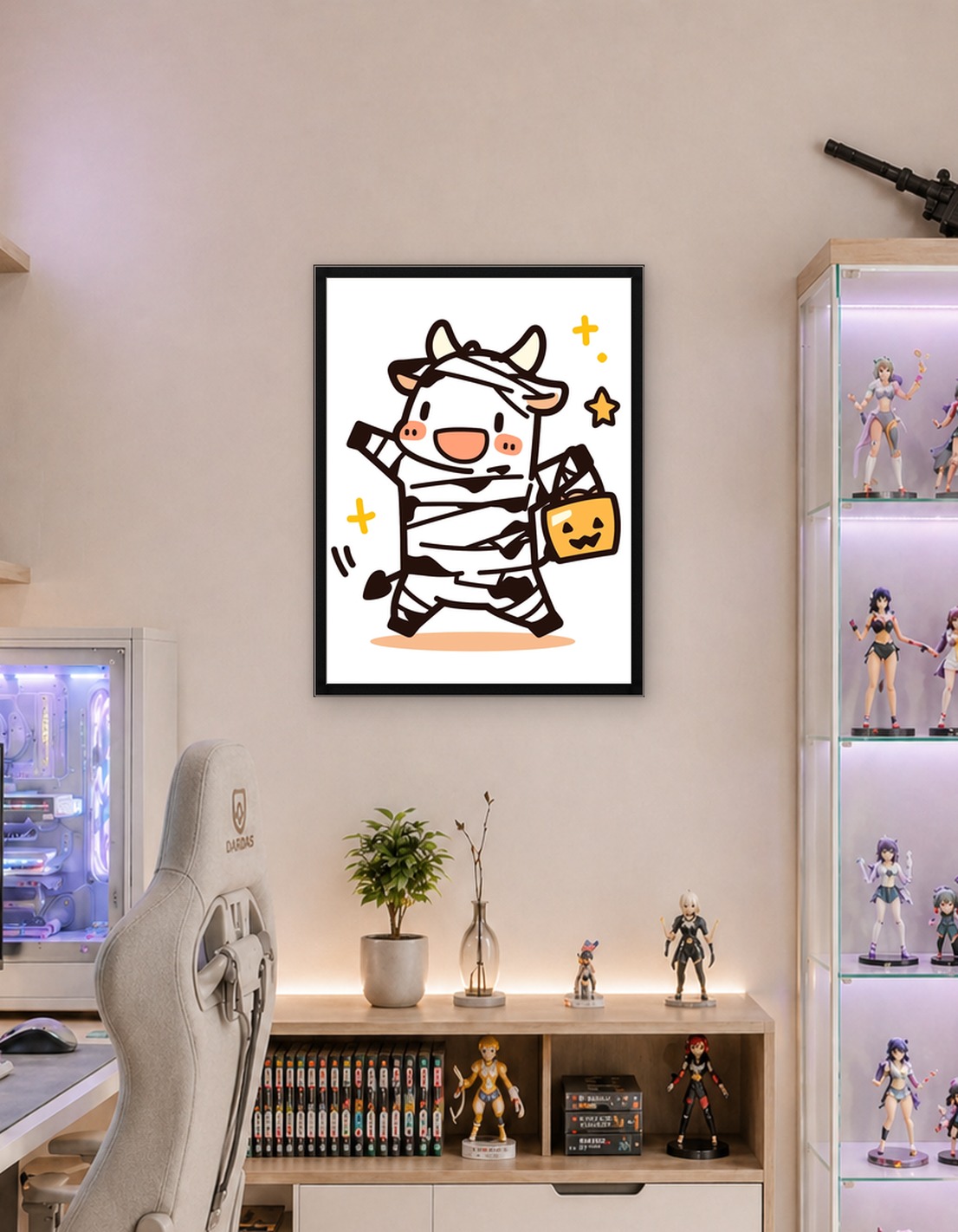 Cartoon Cow Mummy Halloween Illustration