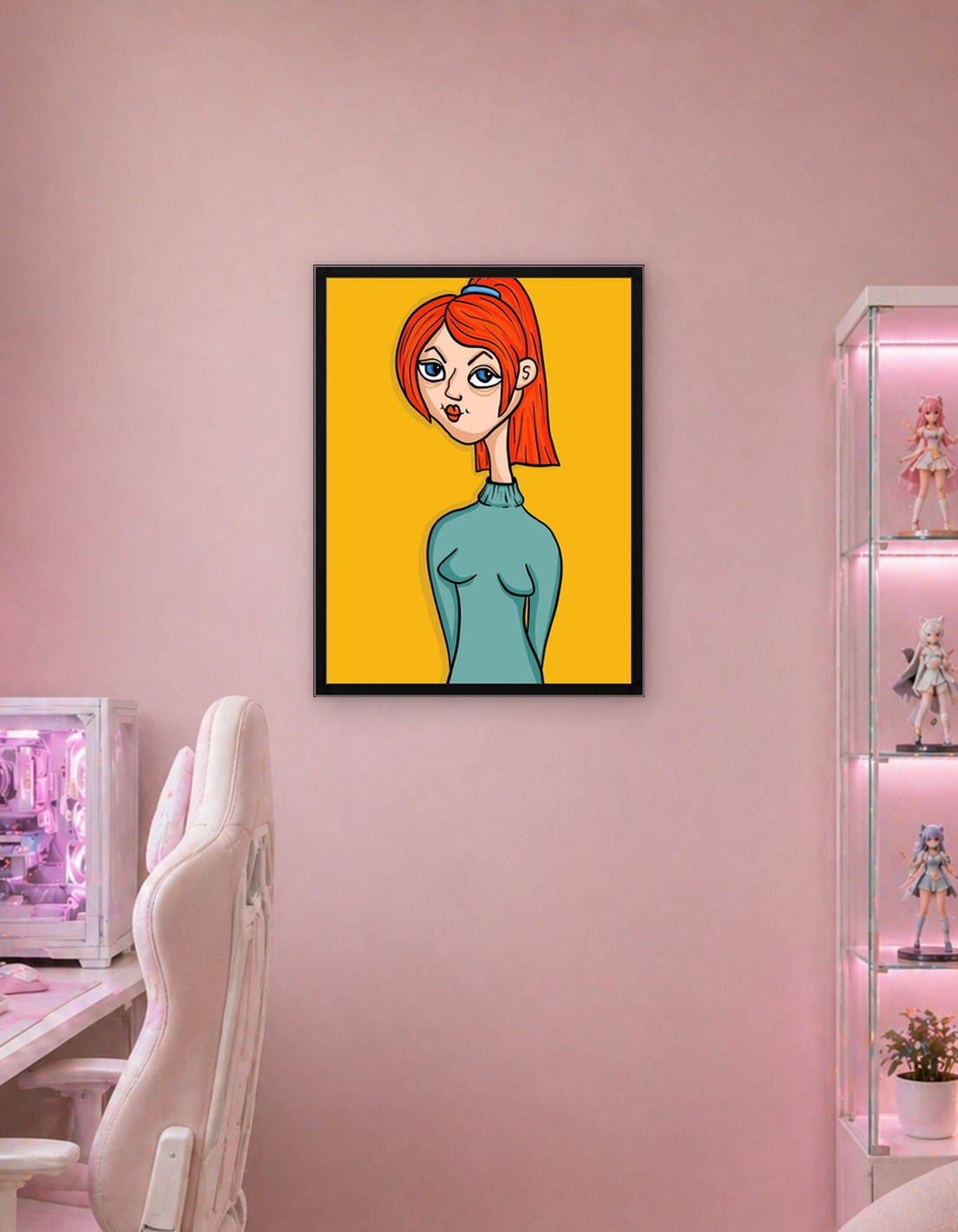 Cartoon Girl with Red Hair