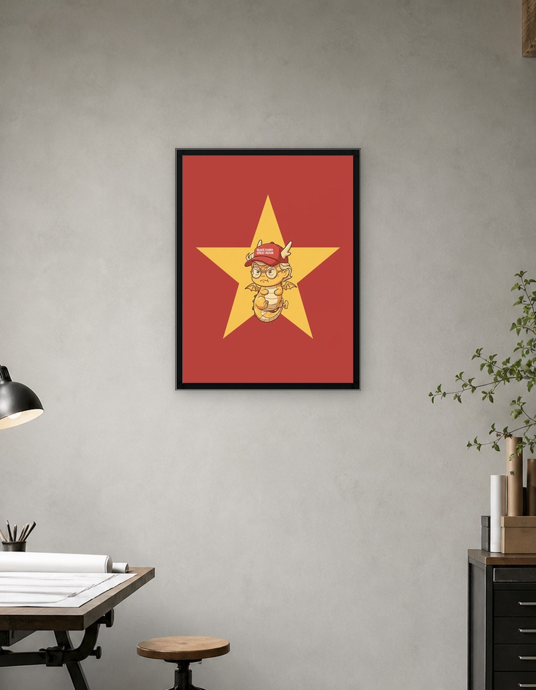 Dragon Cartoon with MCGA Cap