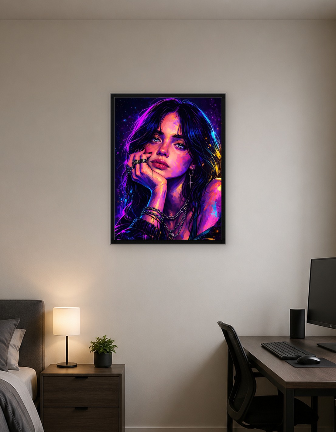 Billie Eilish Neon Portrait
