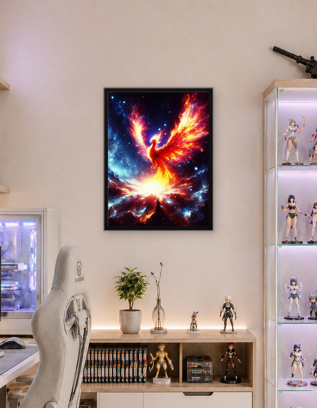 Fiery Phoenix Rising in Cosmic Sky