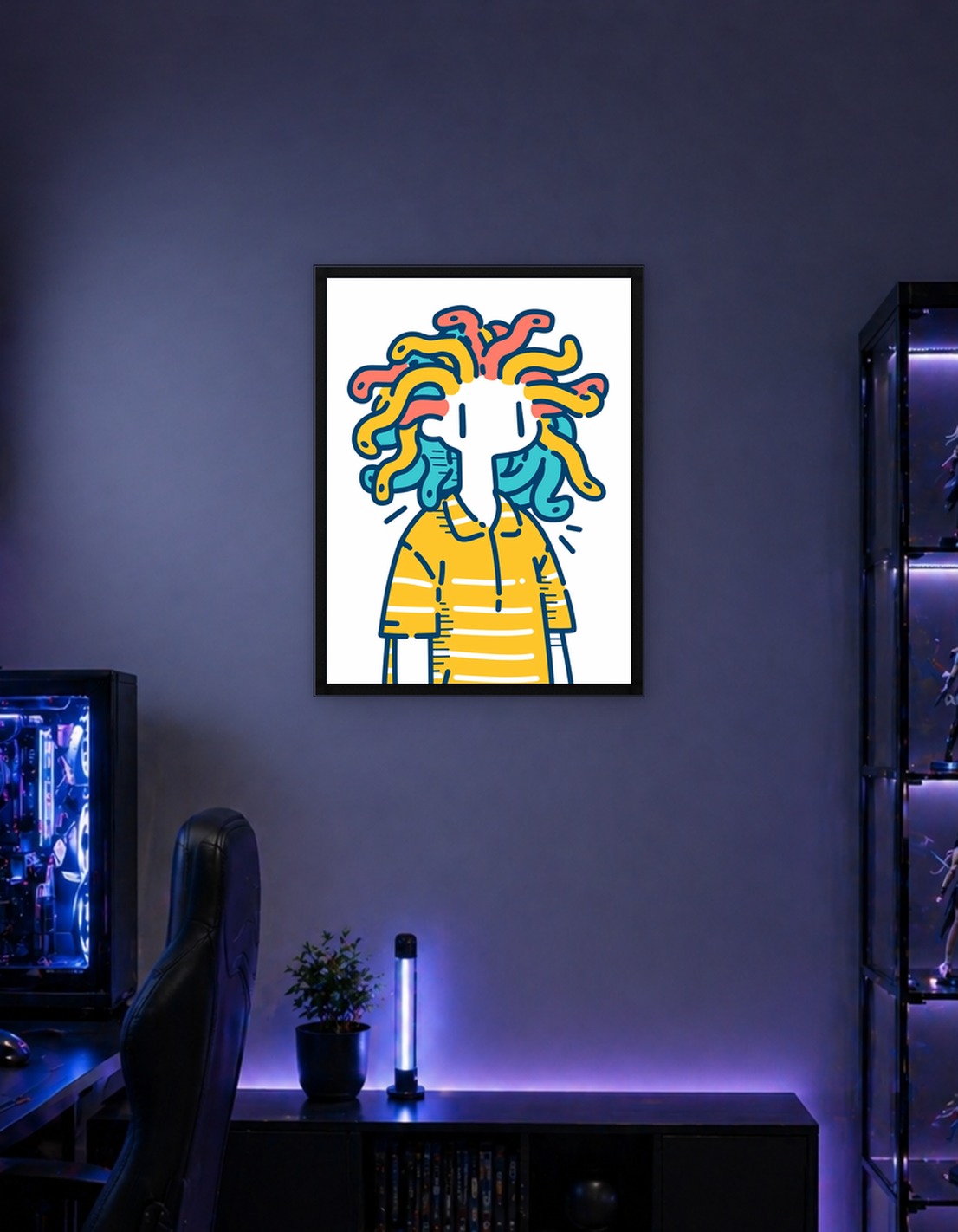 Cartoon Medusa Character with Snakes