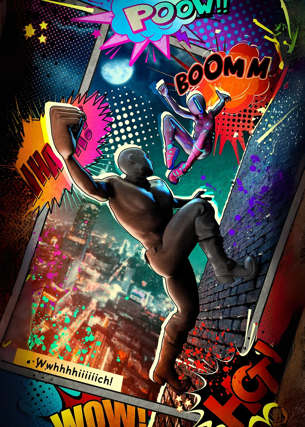 Comic Book Style Rooftop Chase