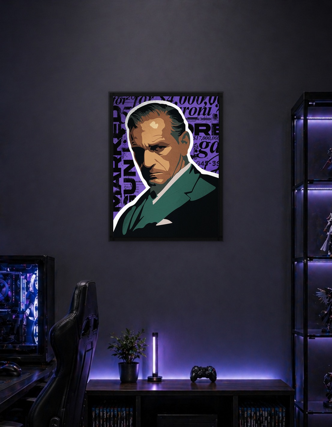 Boss mafia Portrait with Newspaper Background