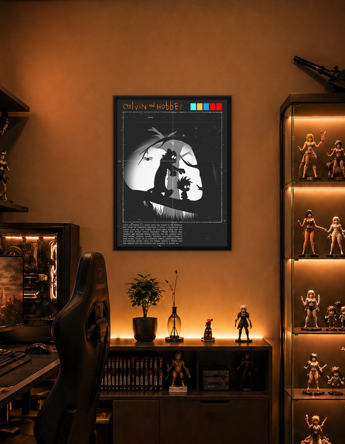 Calvin and Hobbes Silhouette Poster
