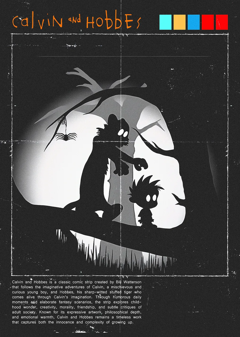 Calvin and Hobbes Silhouette Poster