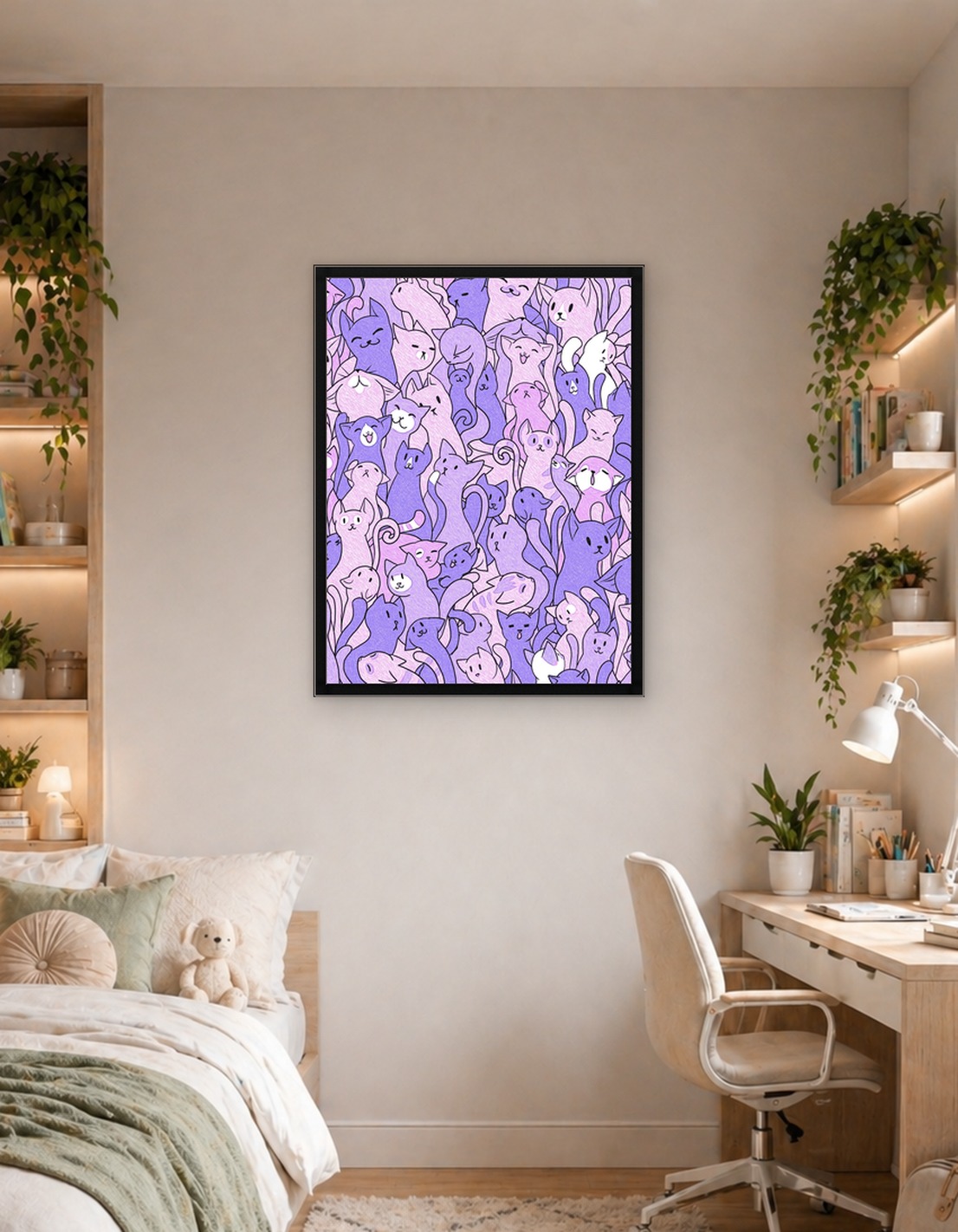 Cute Cats Pattern in Pastel Colors