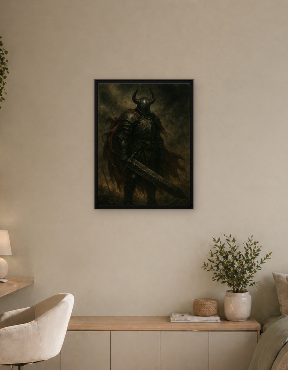 Dark Knight with Horned Helmet