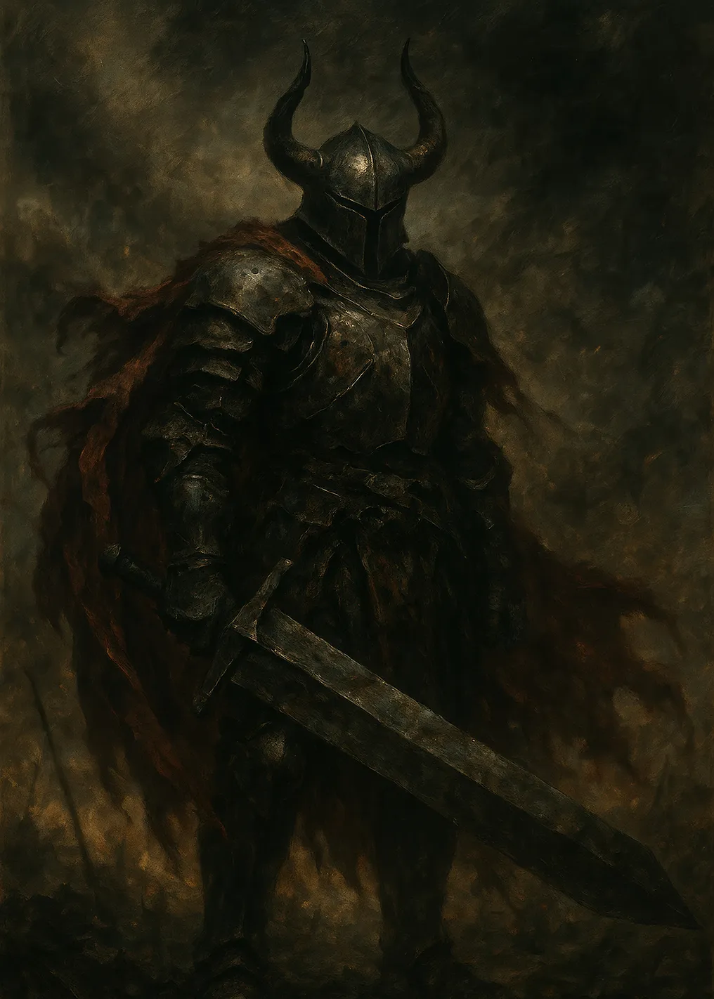 Dark Knight with Horned Helmet