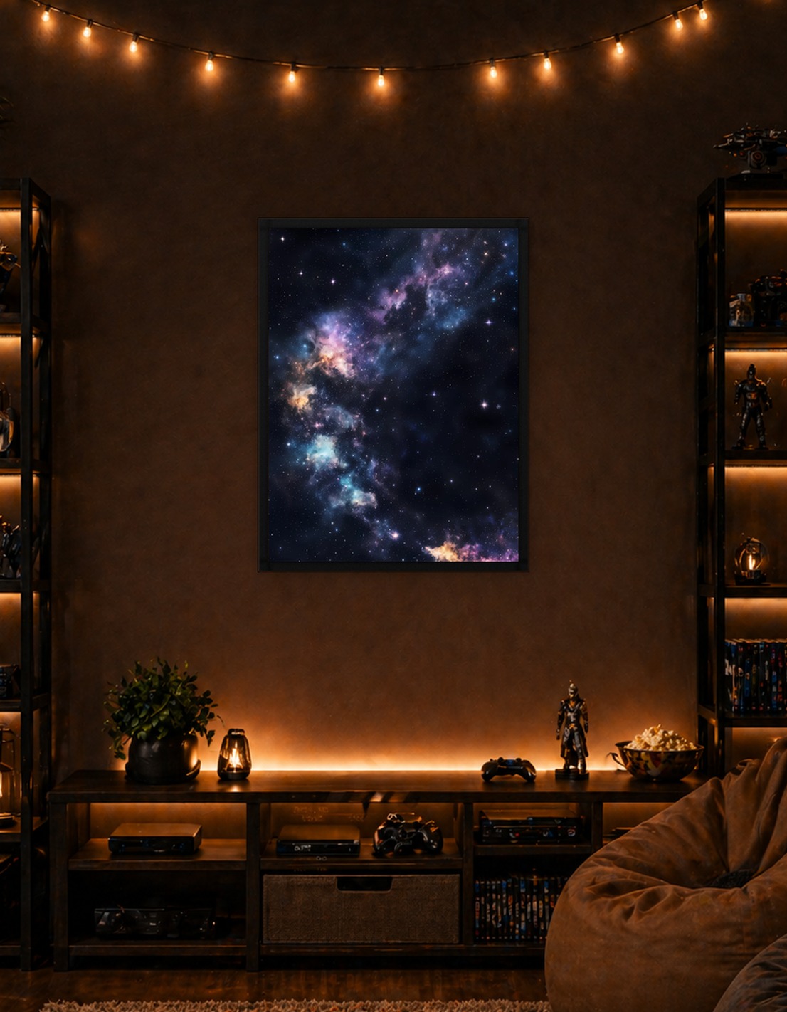 Magical Cosmic Night Sky – Galaxy, Nebula & Starlit Boat