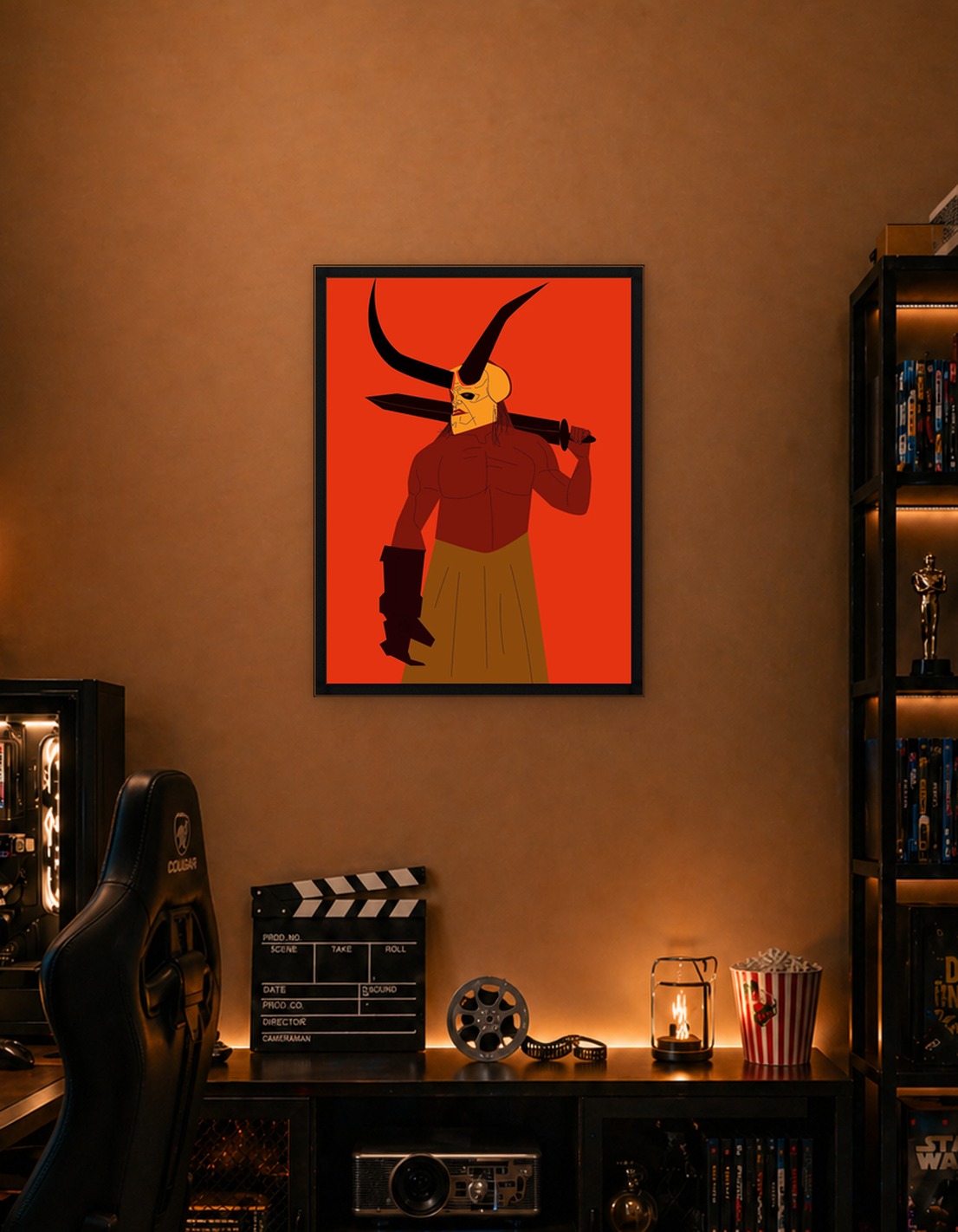 Hellboy skull head with ho