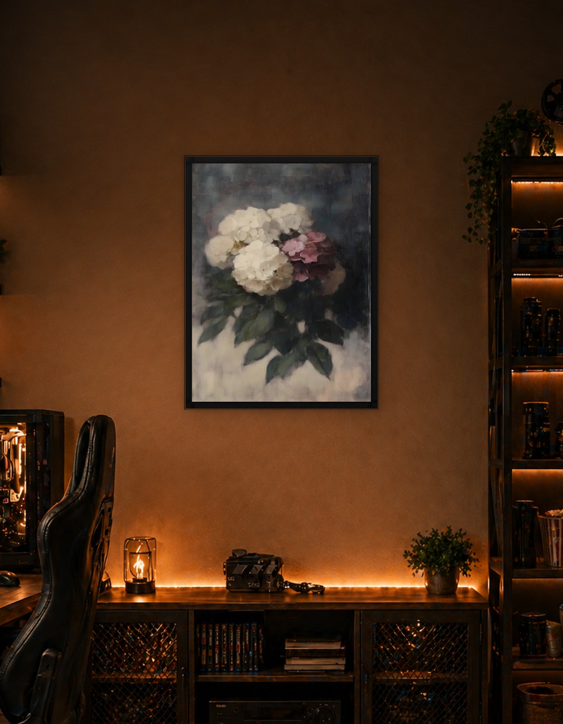 Hydrangeas in a Dark Setting