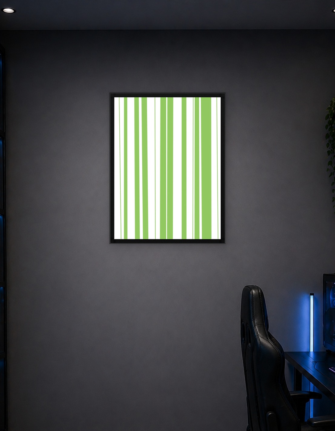 Green and White Vertical Stripes