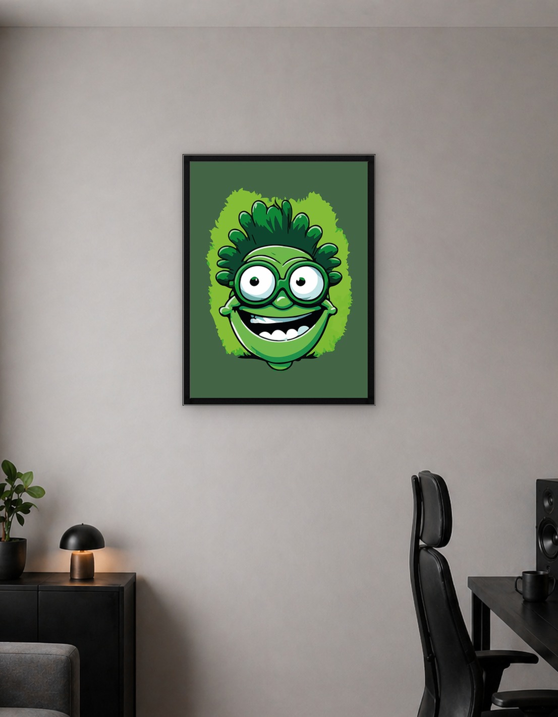 Green Cartoon Character with Goggles