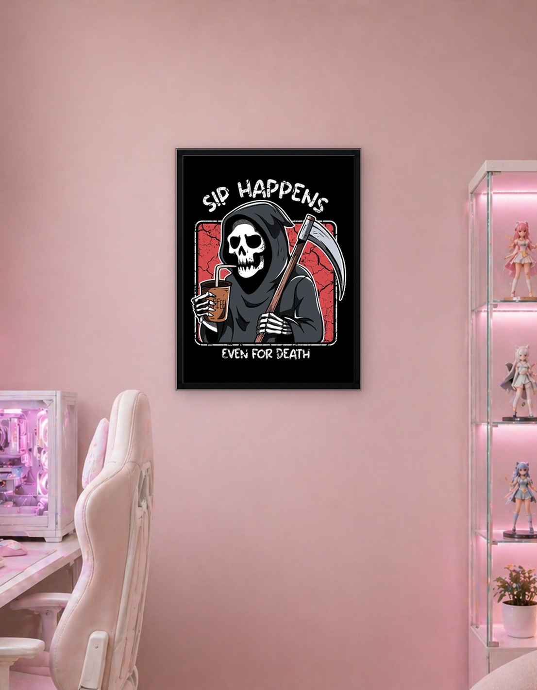 Grim Reaper Coffee Break Illustration