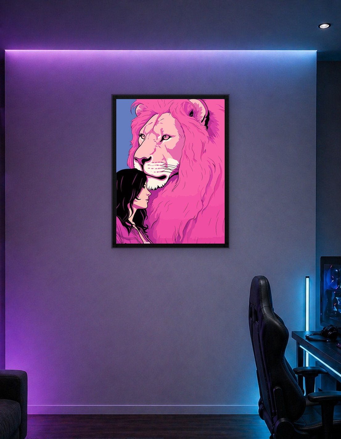 Lion Girl Pink Retro