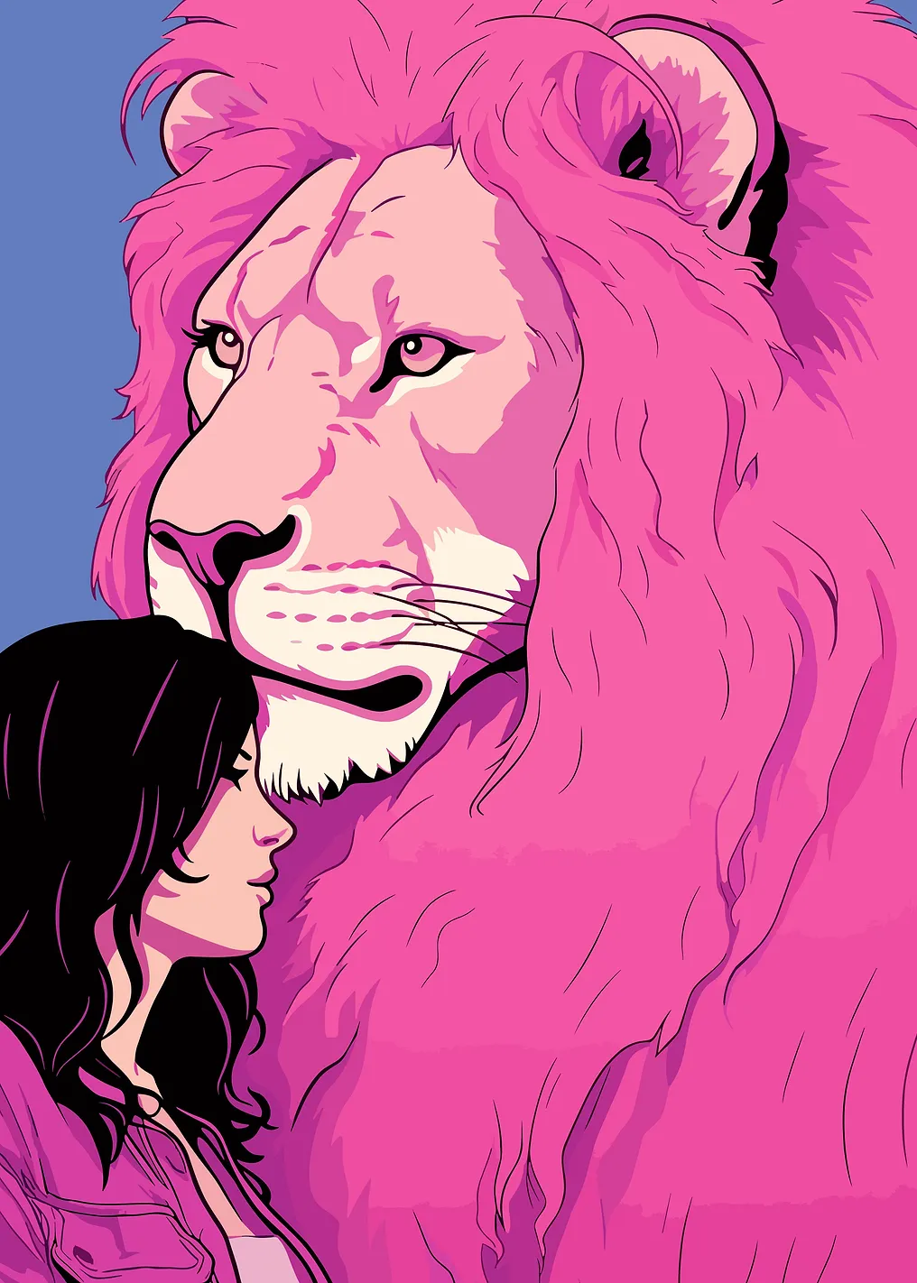 Lion Girl Pink Retro