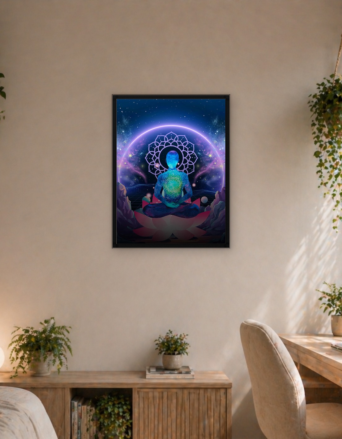 Meditating Figure in Cosmic Lotus