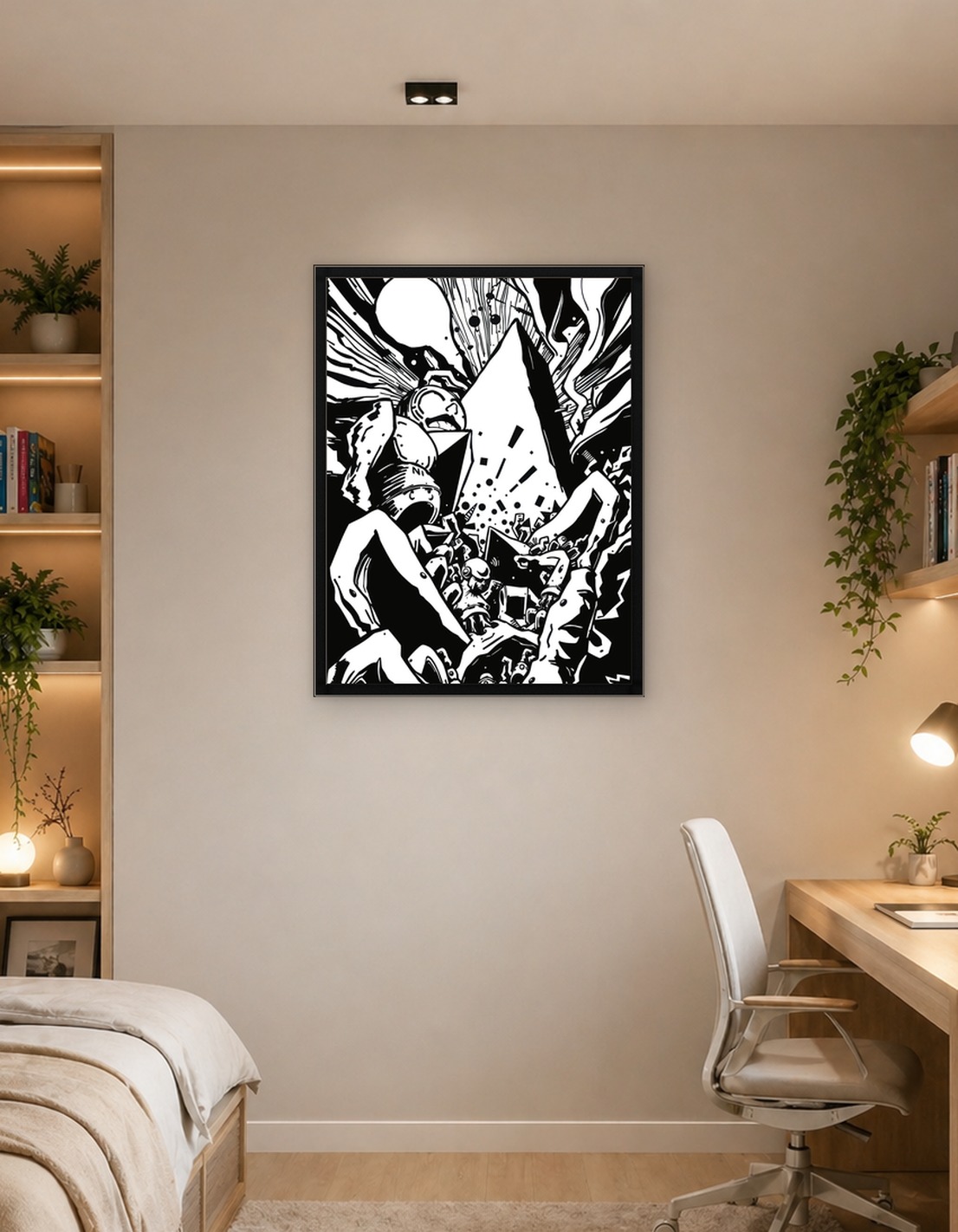 Monochrome Comic Book Style Illustration