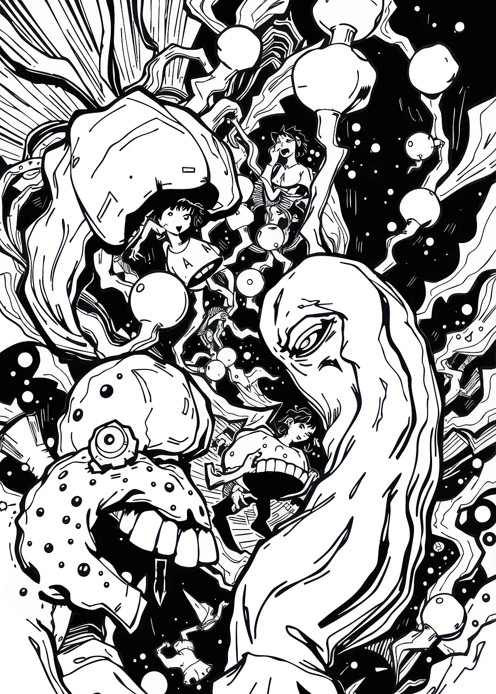 Monochrome Surreal Comic Book Illustration
