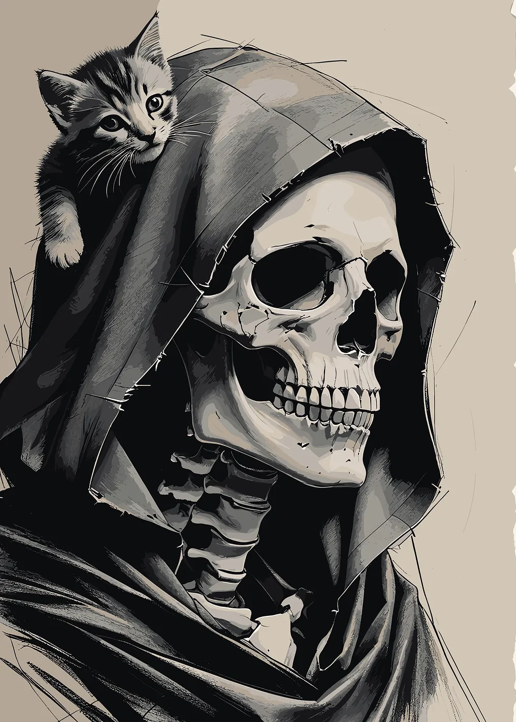 Grim Reaper with Kitten