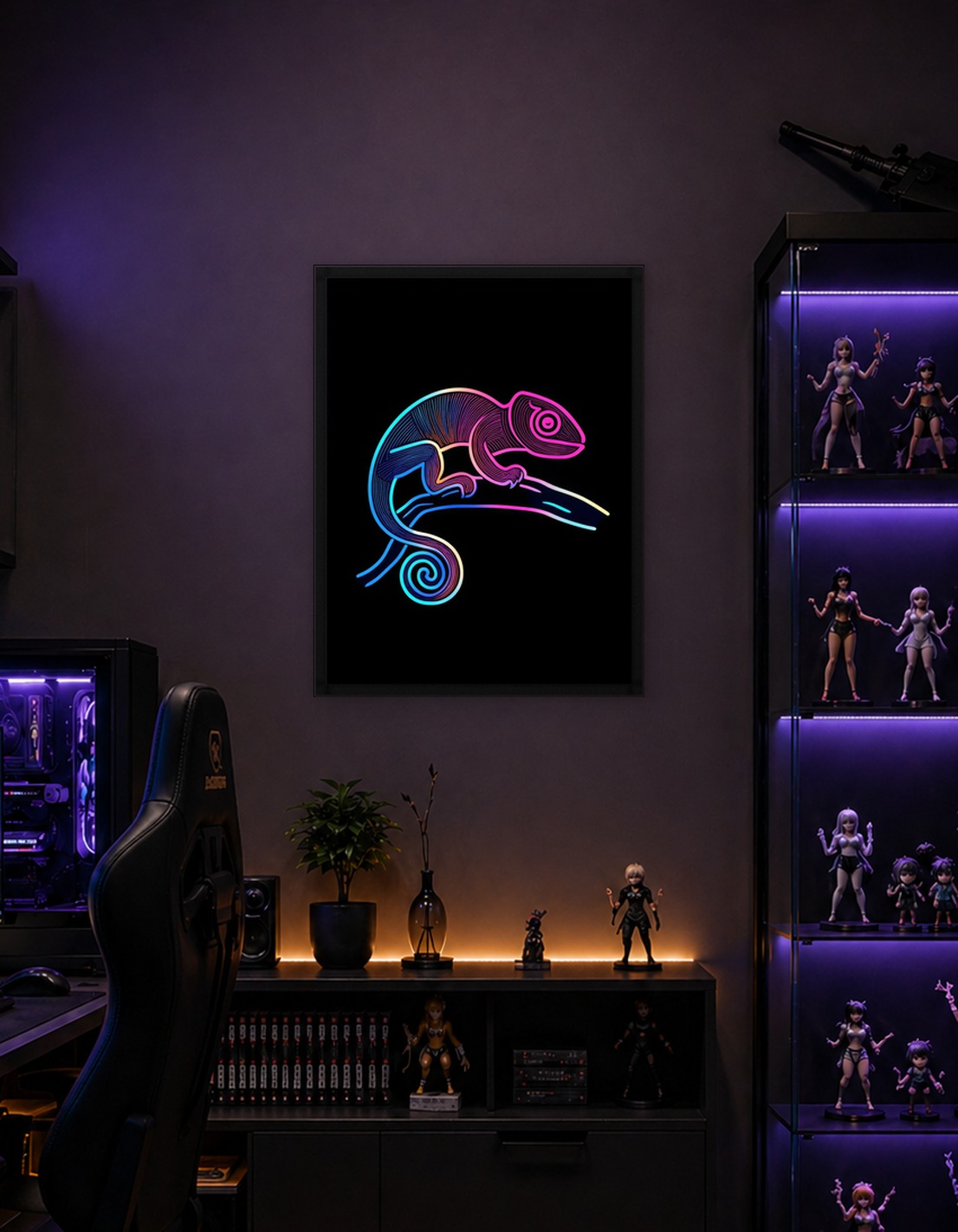 Neon Chameleon Illustration