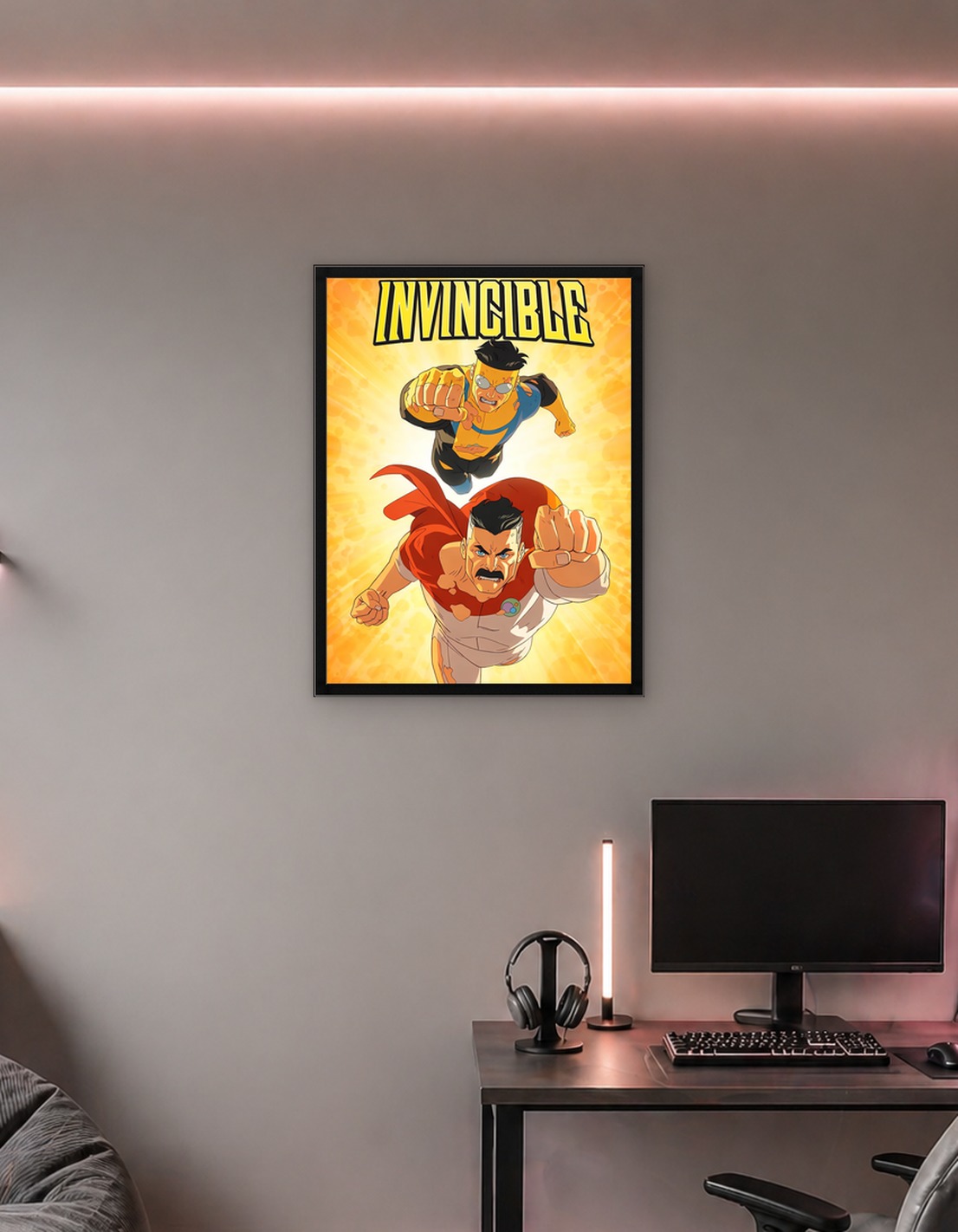 Invincible and Omni-Man Flying