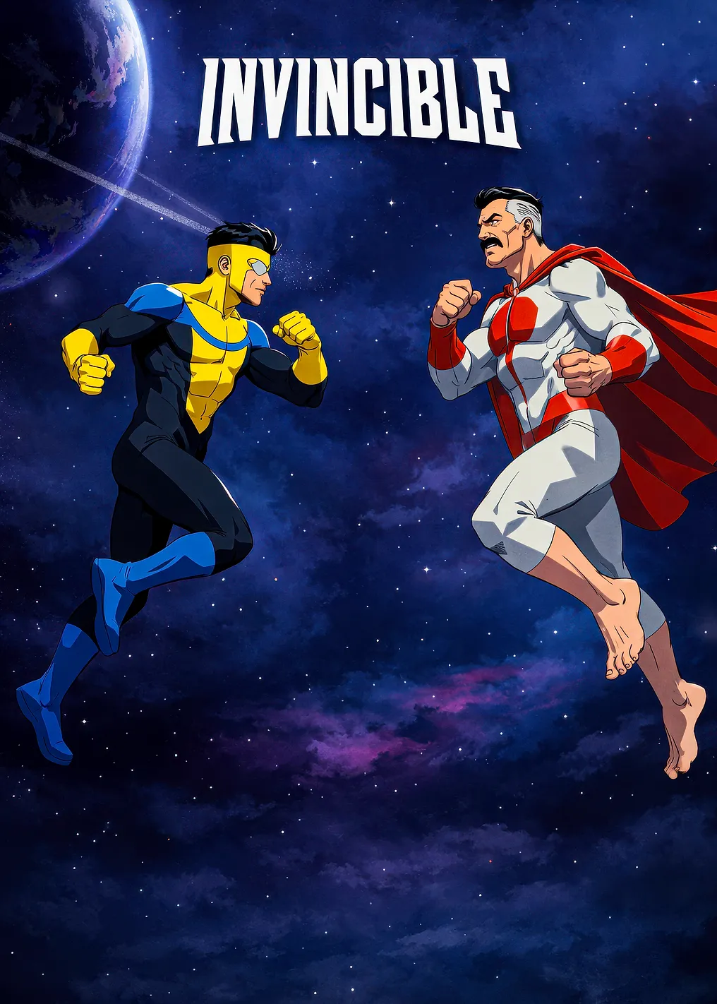 Invincible and Omni-Man in Space