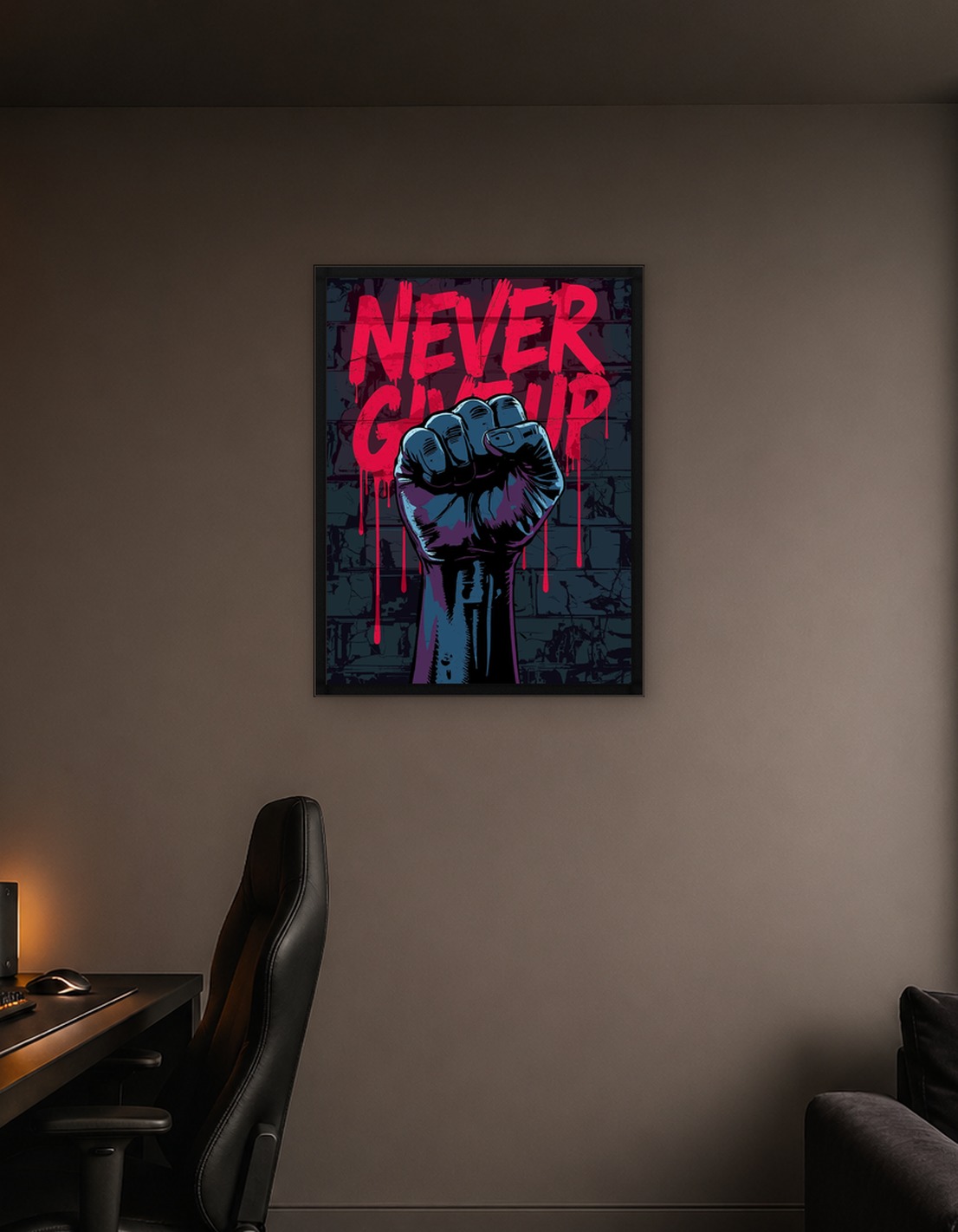 Never Give Up Fist Graffiti Art
