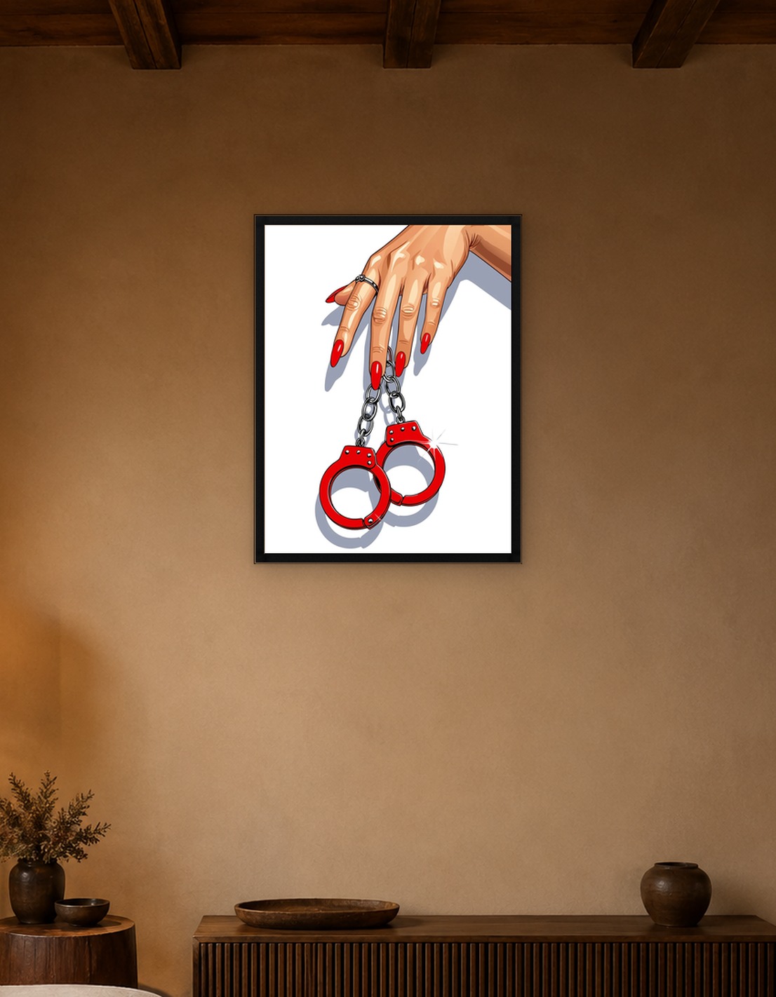 Hand with Red Handcuffs Illustration