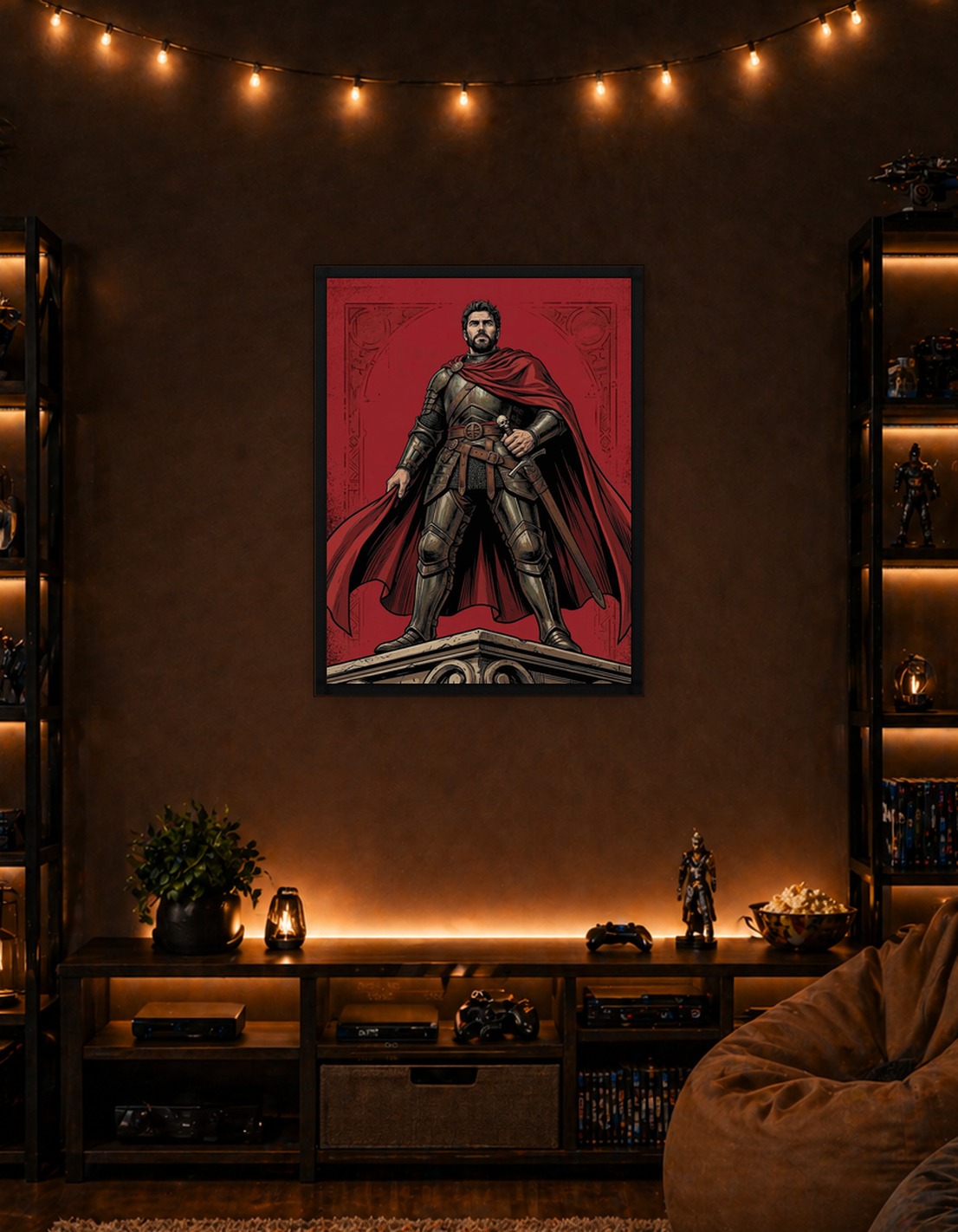 Knight in Armor with Red Cape